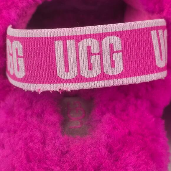 UGG GIRL’S FLUFF YEAH SLIDE – ROCK ROSE – SIZE US 13 – PLUSH SLIP-ON SANDAL - Picture 5 of 13